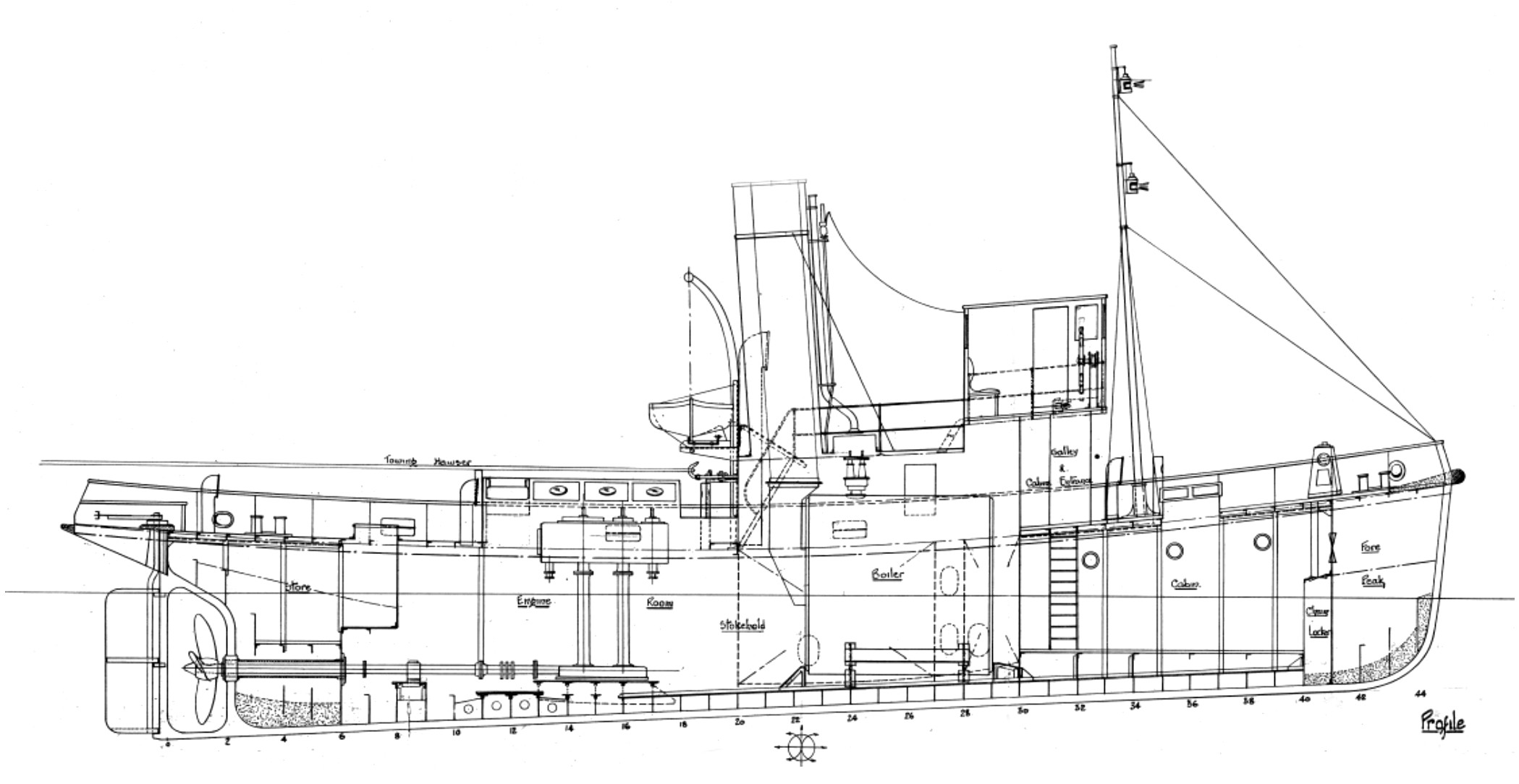 General Arrangement profile of ship No. 111 (Codeco/Wattle)